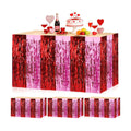 4Pcs Valentines Day Table Skirt Galentines Decorations Foil Fringe