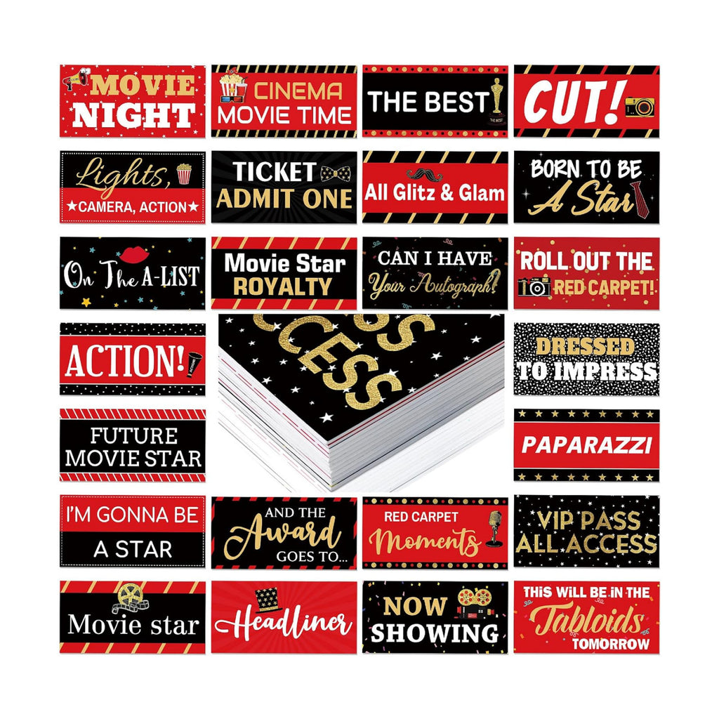 Beeveer 24 Designs Movie Party Photo Booth Props, Double Sided PVC Selfie