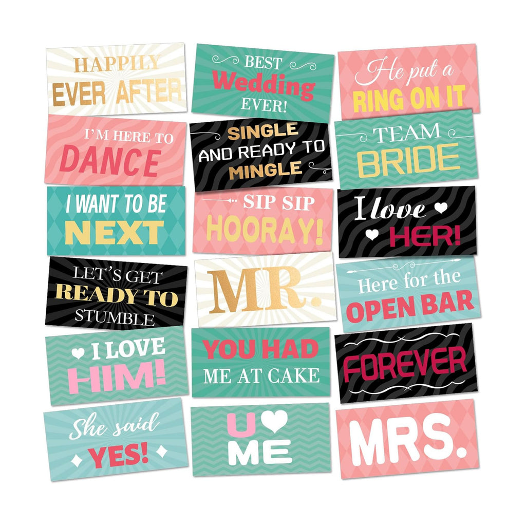 Beeveer 24 Designs Wedding Photo Booth Props, Double Sided PVC Signs