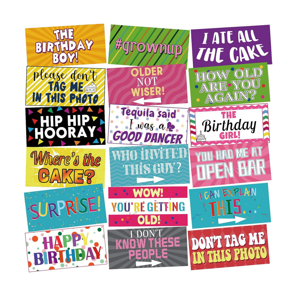 Beeveer 24 Designs Funny Birthday Photo Booth Props Double Sided Signs