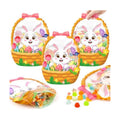 FOIMAS 50pcs Easter Gift Bags Plastic Easter Goodie Bags with Handles Ziplock Bunny Basket Resealable Candy Bag for Holiday Party Candy Gifts Supplies Decoration Favor