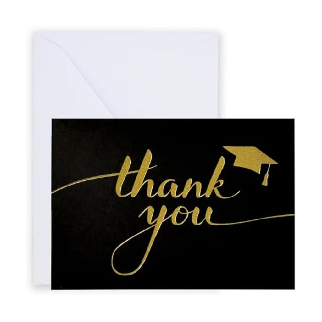 Gift Boutique 50 Graduation Thank You Cards with Envelopes Black Gold Thank You Notes Bulk Graduation Party Supplies Senior Congrats Cards Set
