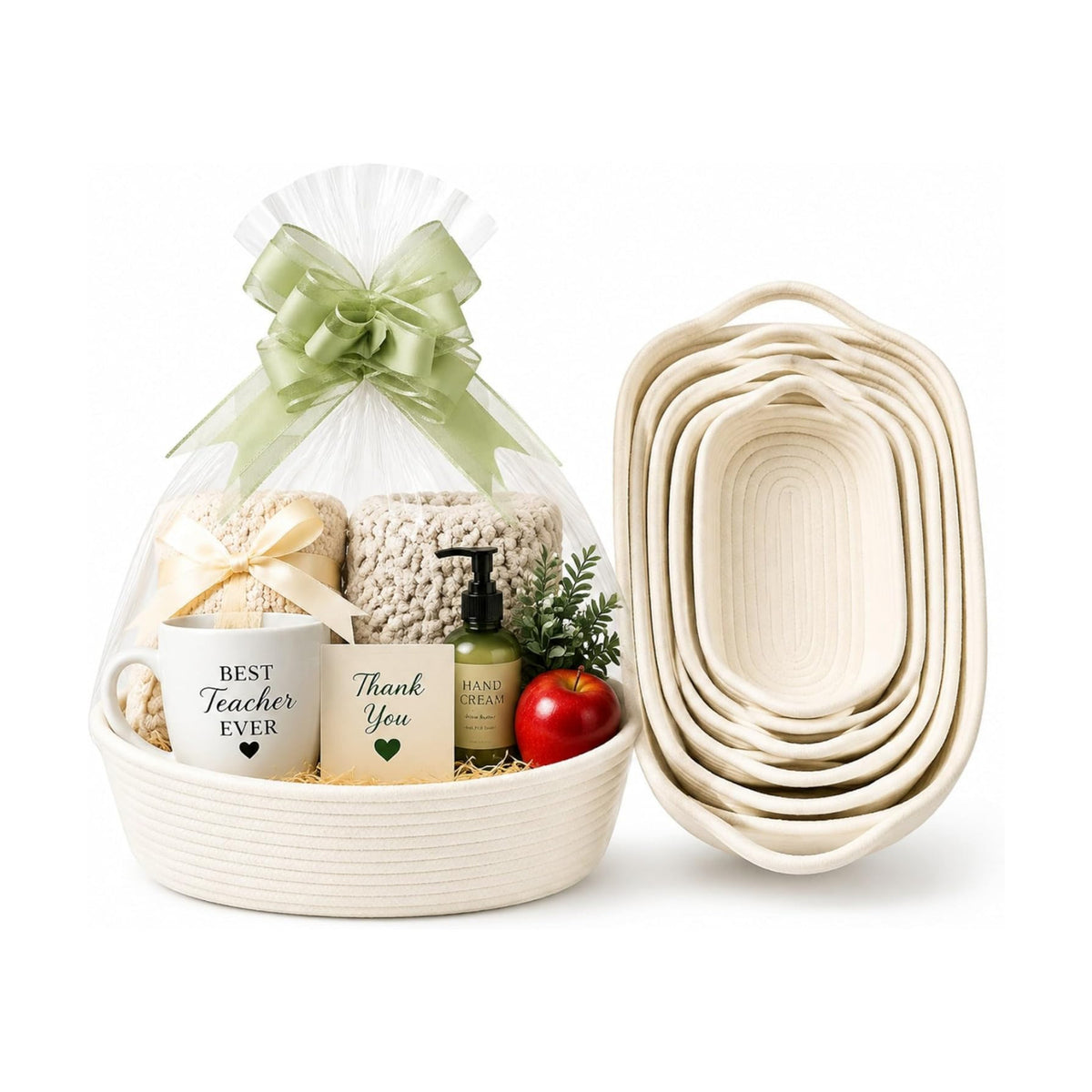 Gift Baskets Set of 5, Woven Rope Basket Kit for Gift & Storage