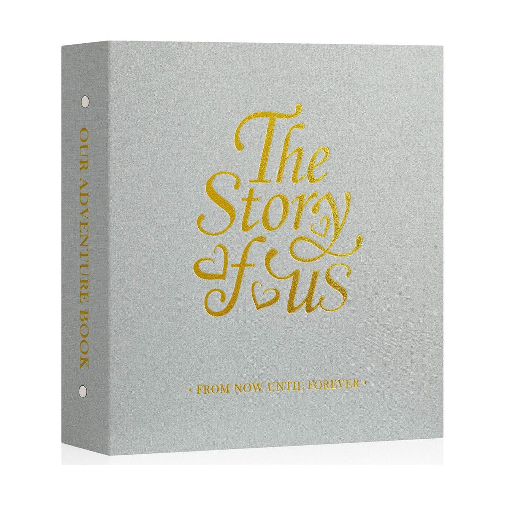 Lanpn Couple Photo Album 4x6 600 Pockets - The Story of Us, Linen Large Wedding Anniversary Picture Albums Book Horizontal Vertical Photo for Newlywed Engagement Love Stories Valentine's Day (Grey)