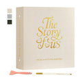 Lanpn Couples Scrapbook Photo Album - The Story of Us, Linen Wedding Anniversary Self Adheisve Picture Book holds 4x6 5x7 A5 Photo for Love Newlywed Valentine's Day (Large 40 Sheets/80 Pages, Beige)