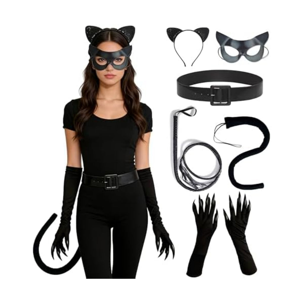Woman Cat Costume Accessories Adult Black Superhero Outfit for Halloween Cosplay