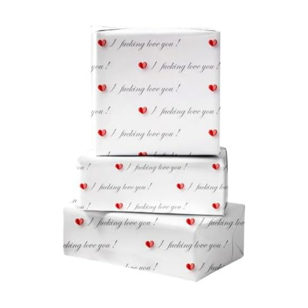 Cuitpan Funny Valentine's Day Wrapping Paper - I Fucking Love You Design for Anniversary,Wedding, Birthday, Party - 20 x 29 Inches, 6 Folded Sheets,Easy to Store