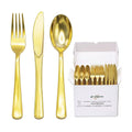 Glowserve 153 Pack Gold Disposable Plastic Silverware Set Cutlery Set