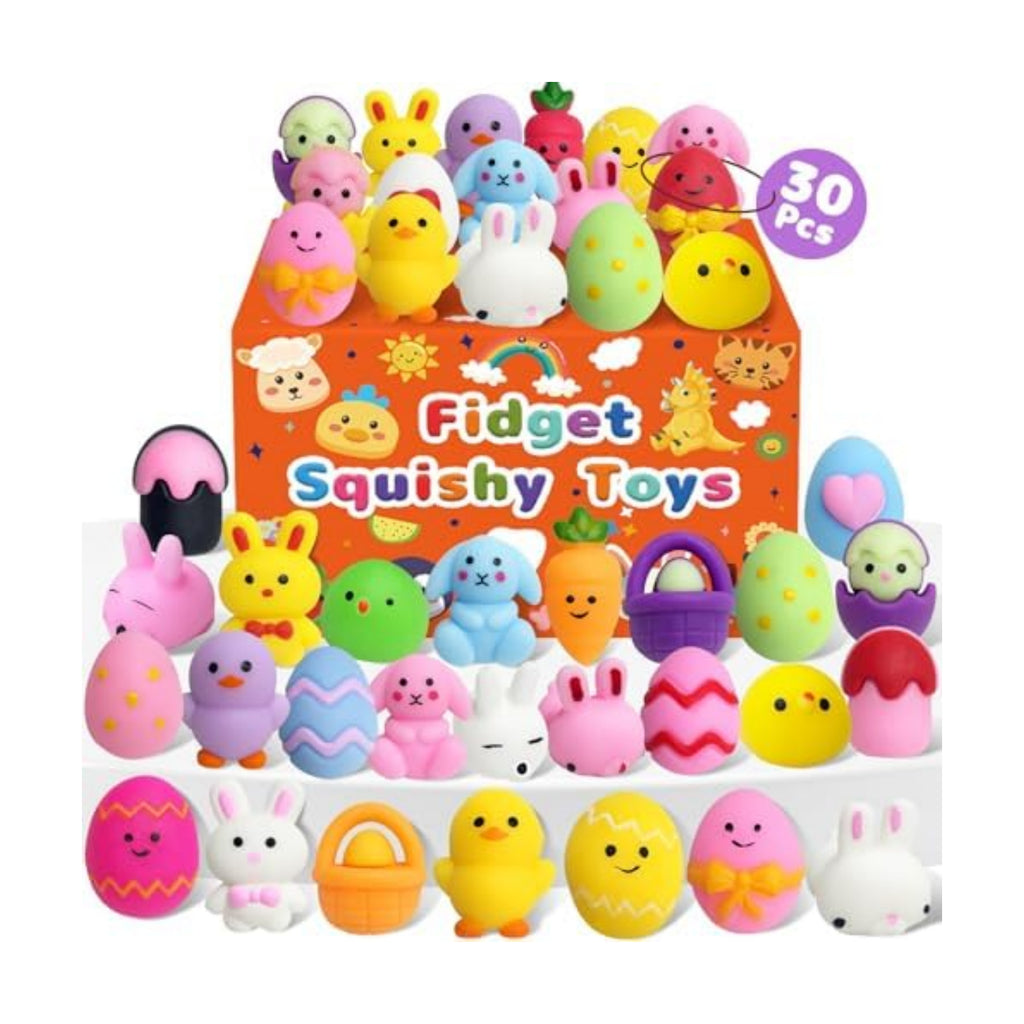 30 Pcs Easter Squishy Toys, Easter Basket Stuffers, Small Mini Toys Egg Fillers Stuffers, Non Candy Party Favors Classroom Gifts Prizes Treats Squishies for Boys Girls
