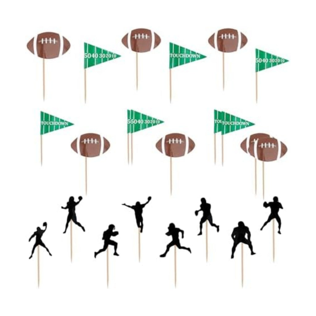 Football Cupcake Toppers, 24 PCS Foot Ball Touchdown Players Cupcake Toppers, Food Picks Toppers Cake Decorations for Football Party Decorations 2026 Sports Themed party Supplies