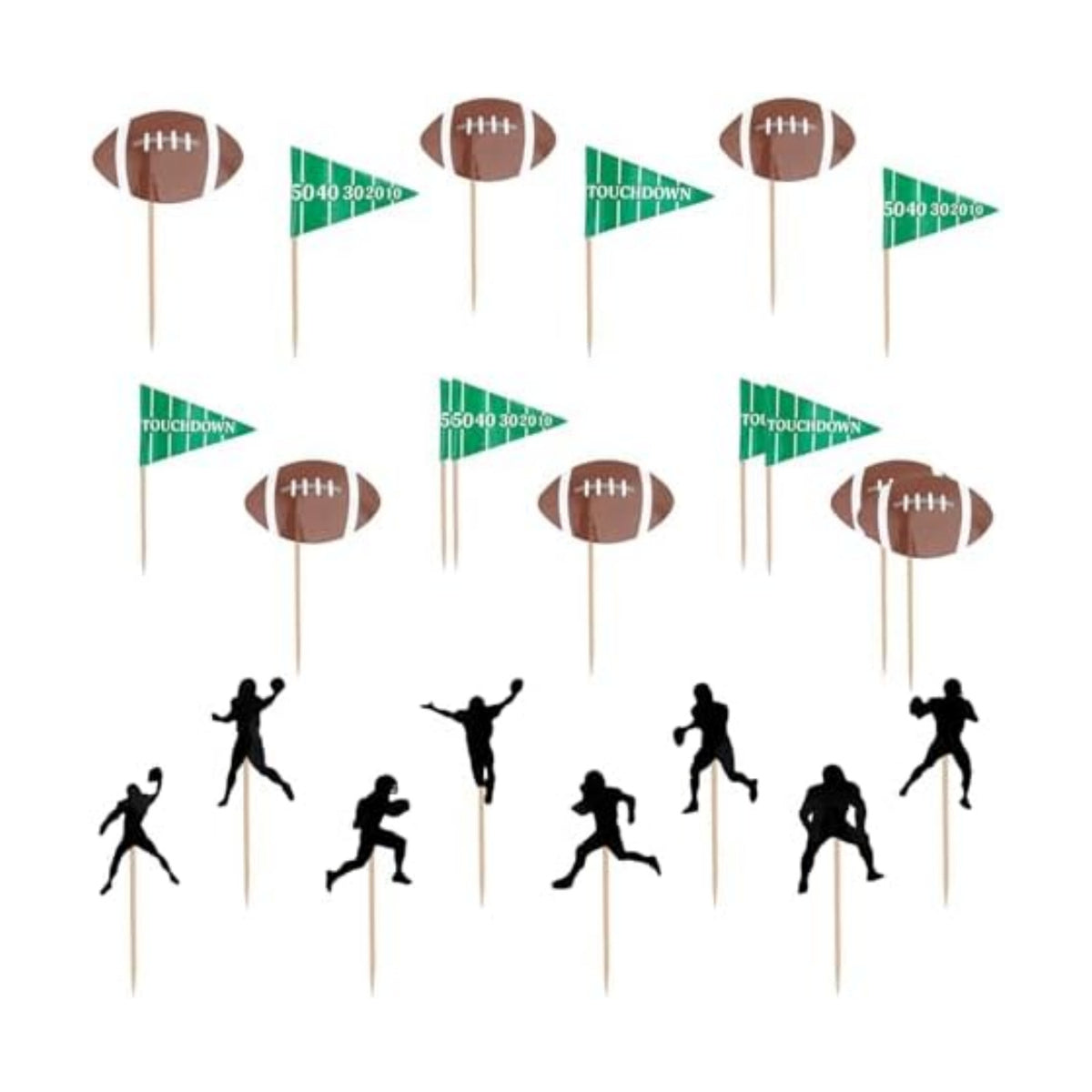 Football Cupcake Toppers, 24 PCS Foot Ball Touchdown Players Cupcake Toppers, Food Picks Toppers Cake Decorations for Football Party Decorations 2026 Sports Themed party Supplies