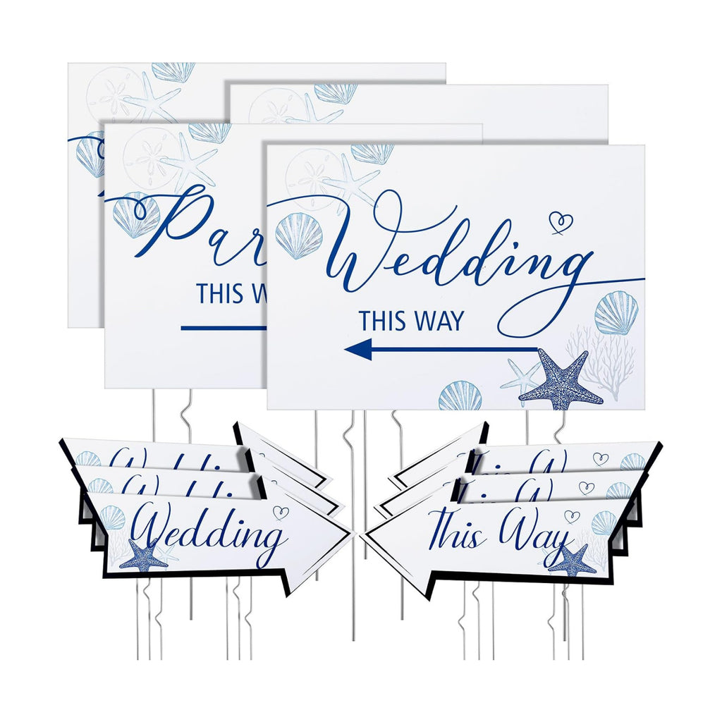 Wenqik 10 Pcs Seashell Wedding This Way Directional Parking Signs Outdoor