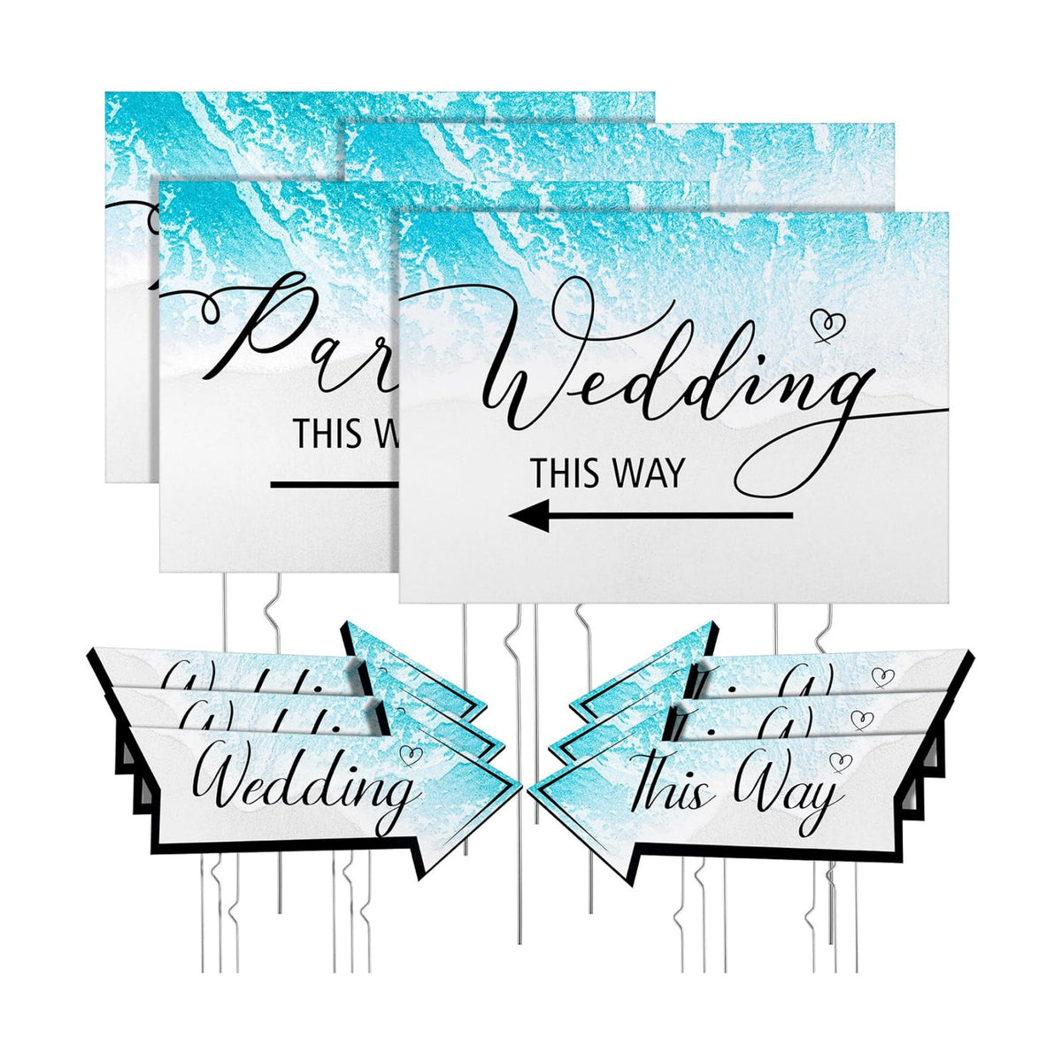 Wenqik 10 Pcs Beach Wedding This Way Directional Parking Signs Outdoor