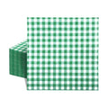 80 Pack Green Gingham Paper Napkins, 6.5 x 6.5 In, Disposable
