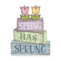 Moucuny 4 Pcs Spring Wooden Block Signs Farmhouse Tray Decor Tulips