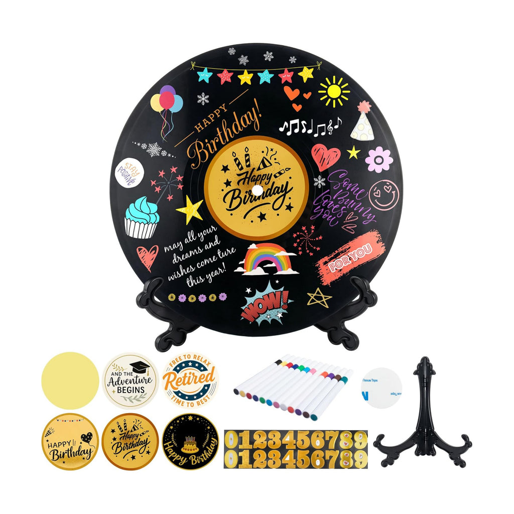 Vinyl Record Guest Book, Birthday Wedding Graduation Retirement Party Guest Book Alternative Party Favor Sign Poster 11.6" x 11.6"
