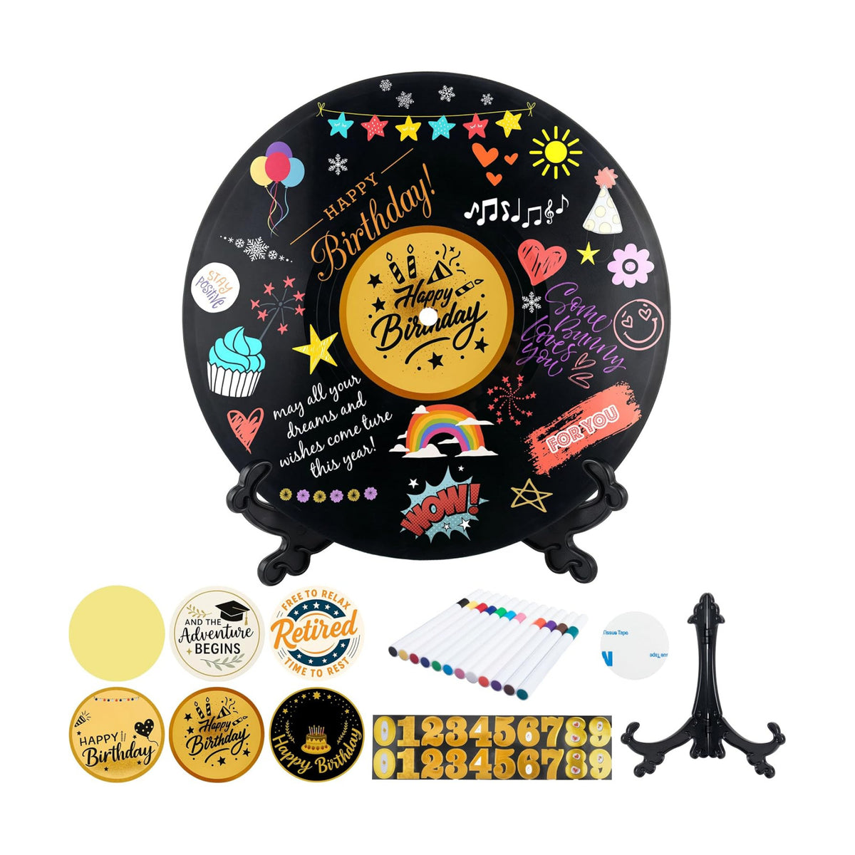 Vinyl Record Guest Book, Birthday Wedding Graduation Retirement Party Guest Book Alternative Party Favor Sign Poster 11.6" x 11.6"
