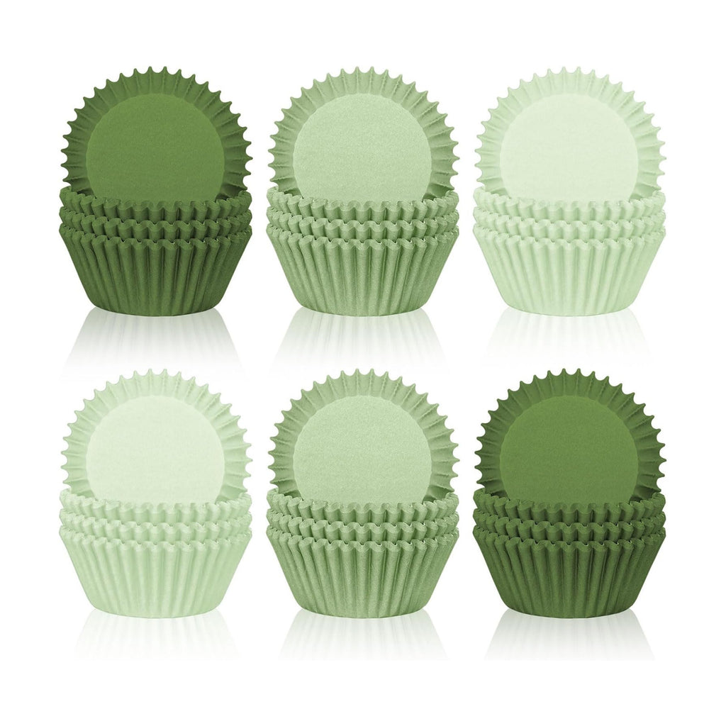 Whaline 300Pcs Sage Green Cupcake Liners Paper Baking Cups Gradient Color Standard Muffin Cupcake Wrappers for Tea Party Wedding Bridal Baby Shower Birthday Party Supplies
