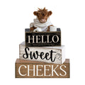 Moucuny 4 Pcs Highland Cow Bathroom Decor Wooden Signs, Farmhouse
