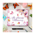 Patelai Funeral Guest Book with Pen, Watercolor Butterfly