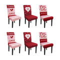 Valentine Chair Covers Set of 6 Valentines Heart Chair Back Covers Valentines Dining Chair Covers for Party Kitchen Valentines Day Decorations