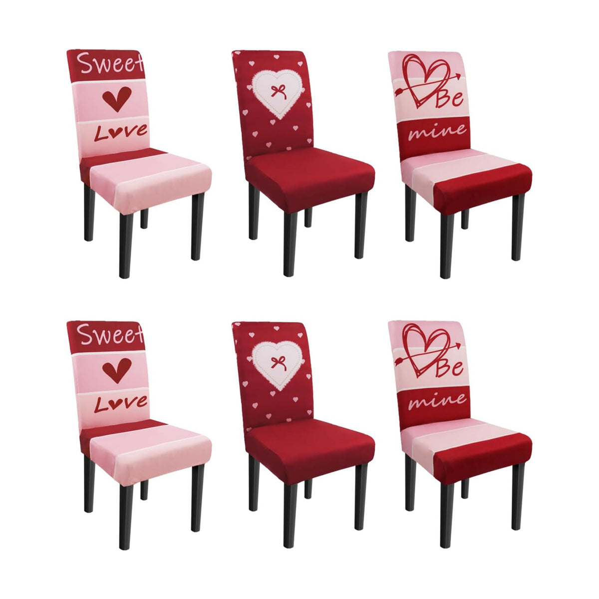 Valentine Chair Covers Set of 6 Valentines Heart Chair Back Covers Valentines Dining Chair Covers for Party Kitchen Valentines Day Decorations