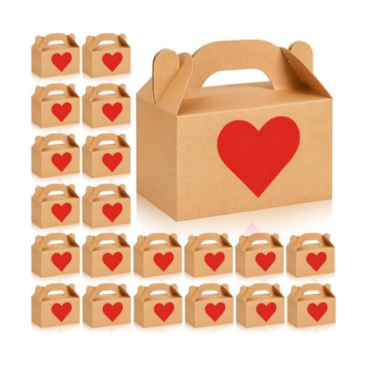 Colarr 100 Pcs Valentine's Gift Boxes with Handle 5.9 x 3.5 x 3.5 Inch