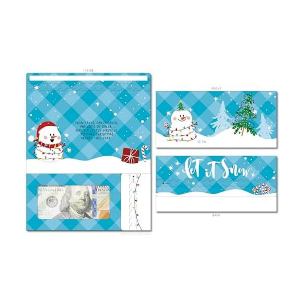 Holiday Card | Zip-Open Money Holder w/Clear Plastic Window for Cash, Check, & Gift Card (Holiday | Let It Snow)