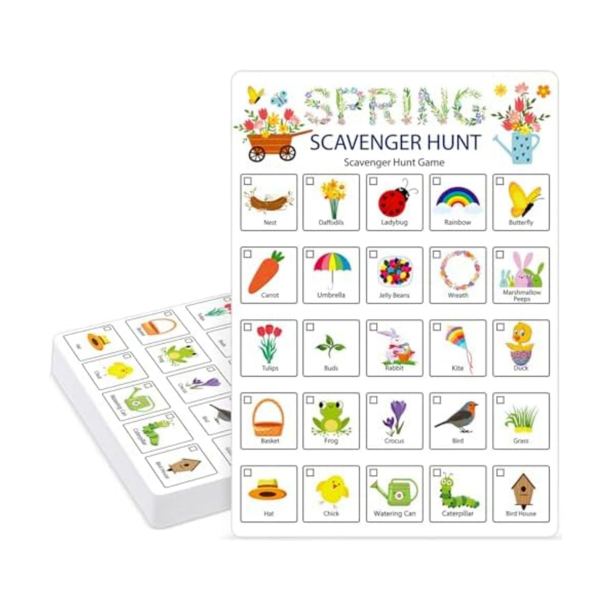 Hoolerry 30 Pcs Scavenger Hunt Cards for Kids Activities,Spring