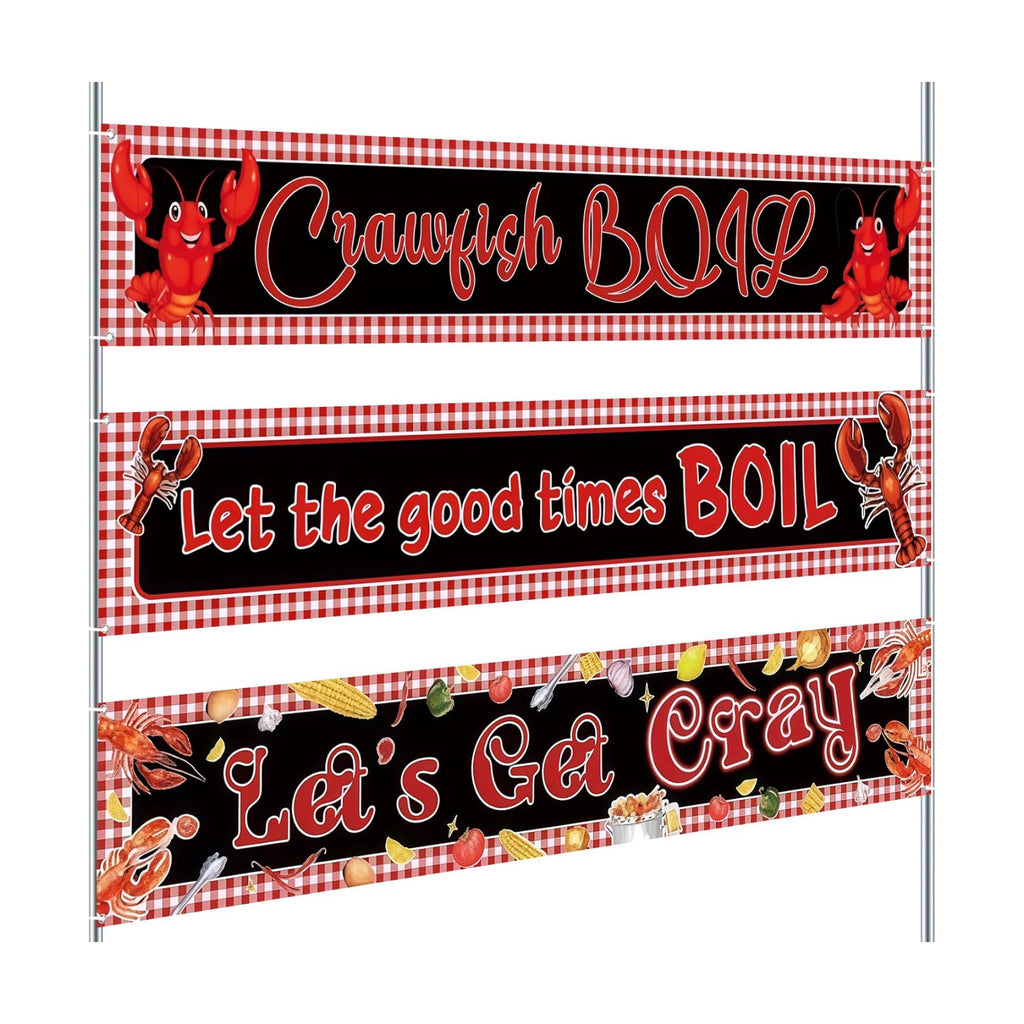 Remagr 3 Pcs Crawfish Banner Crawfish Boil Party Decorations