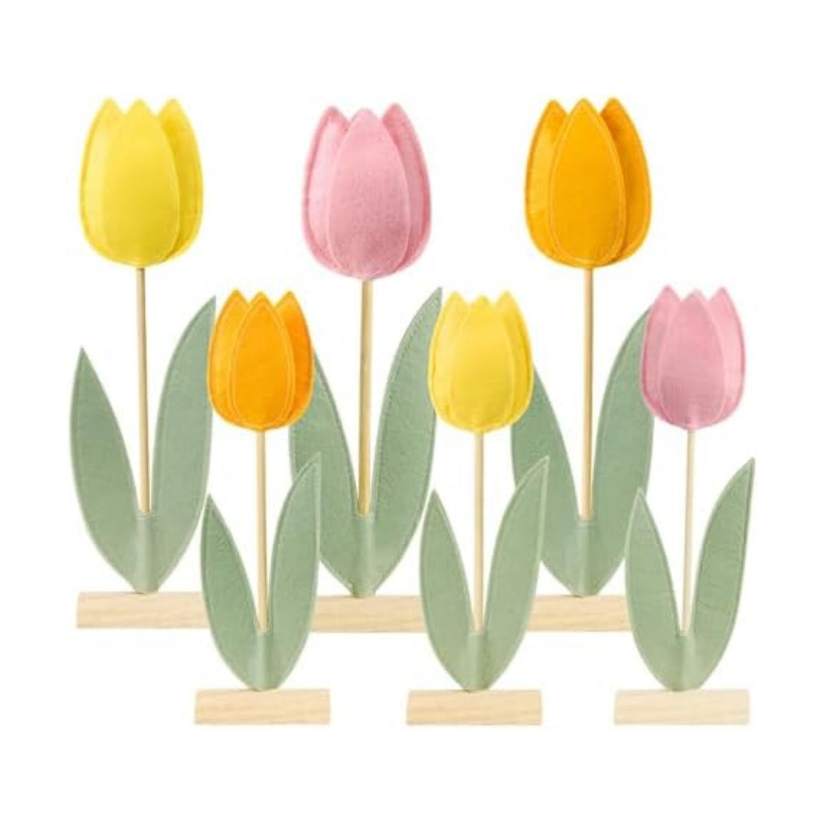Paper Jazz 6 Pcs Tulip Centerpiece for Table Spring Felt Tulip Decoration for Home Easter Tulips Flower Signs Floral Centerpieces for Mothers Day Easter Party Classroom Garden Party