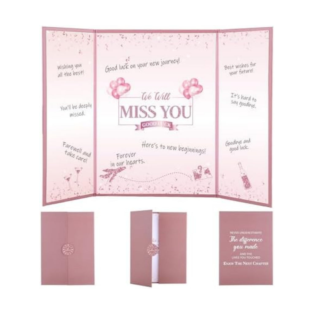 WSICSE Pink Farewell Guest Book Card, We Will Miss You Sign-In For Party