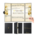 Retirement Party Decorations, Large Retird Card Signing Farewell Party Decorations Happy Retirement Guest Book Creative retirement Card for Men Women (Black Gold)