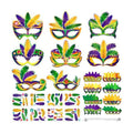 Jansun 24-Pack Mardi Masquerade Gras Masks, Party Masks with Feathers Stickers Carnival Costumes Outfits Accessories