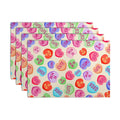 Valentine Pink Love Heart Candy Placemats Set of 4 Valentines Seasonal Table Mats Resistant Washable Dinner Mats for Outdoor Home Party Kitchen Dining 12x18 Inch