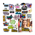 Beeveer 24 Pcs Birthday Photo Booth Props Single Sided 9" Photo Booth Props