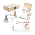 Boho Wedding Advice and Wishes Cards with Wood Box - 60 Pack 250GSM Pampas Grass Mr and Mrs Message Cards - Terracotta Bridal Shower Decorations, Engagement Party Guest Book Alternative