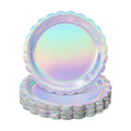 NatNarr 30 Pack Iridescent Plates, 9" Holographic Dessert Cake Plates