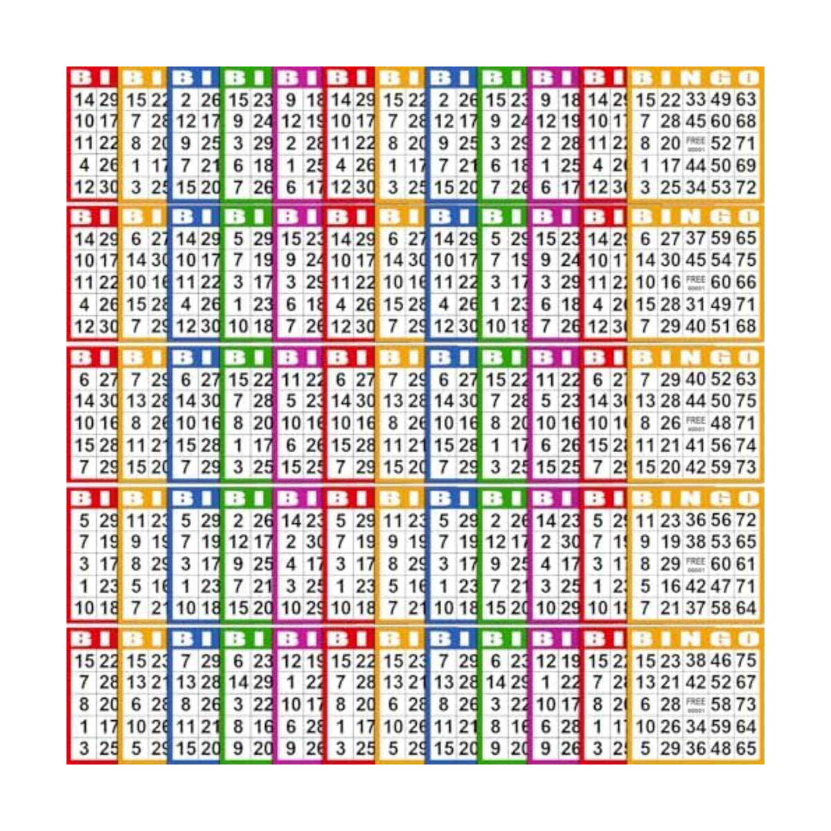 Harloon 2000 Sheets Disposable Bingo Game Cards, Bright Color