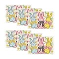 Artoid Mode Bunny Rabbits Eggs Easter Placemats Set of 6, 12x18 Inch Floral Bow Seasonal Spring Holiday Table Mats for Party Kitchen Dining Decoration