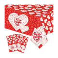 Valentines Day Tablecloth, Classic Red and White Lace-Heart Plastic Rectangle Disposable Valentine Tablecloth, Valentines Decorations for Party, Romantic Valentines Decor 54 x 108 Inch, 3 Pack