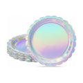 NatNarr 30 Pack Iridescent Plates, 7" Holographic Dessert Cake Plates