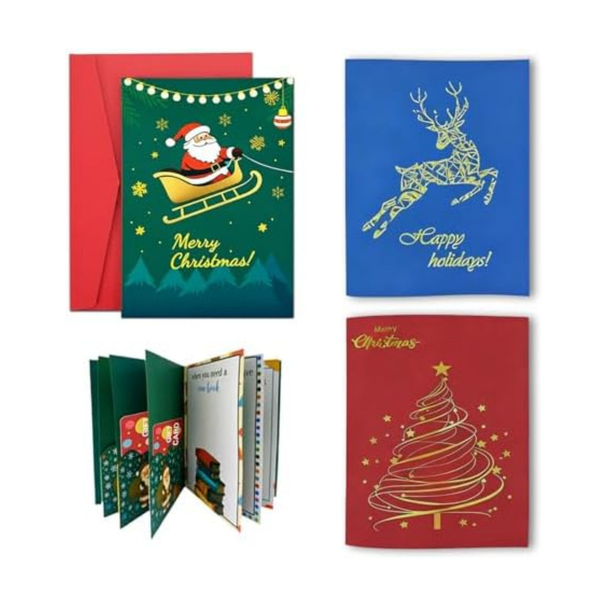 3Pc Christmas Gift Card Book for Adults,Card Gift Book with Envelopes Gifts