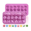 HKNMTT Flower Candy Molds Silicone, Small 9 Shapes Bite Size Chocolate Gummy Jello Gelatin Spring Cute Bow Rose Leaf Dessert Wax Melt Ice Cube Moulds Food Grade Treats Making Oven Safe Kids DIY Set