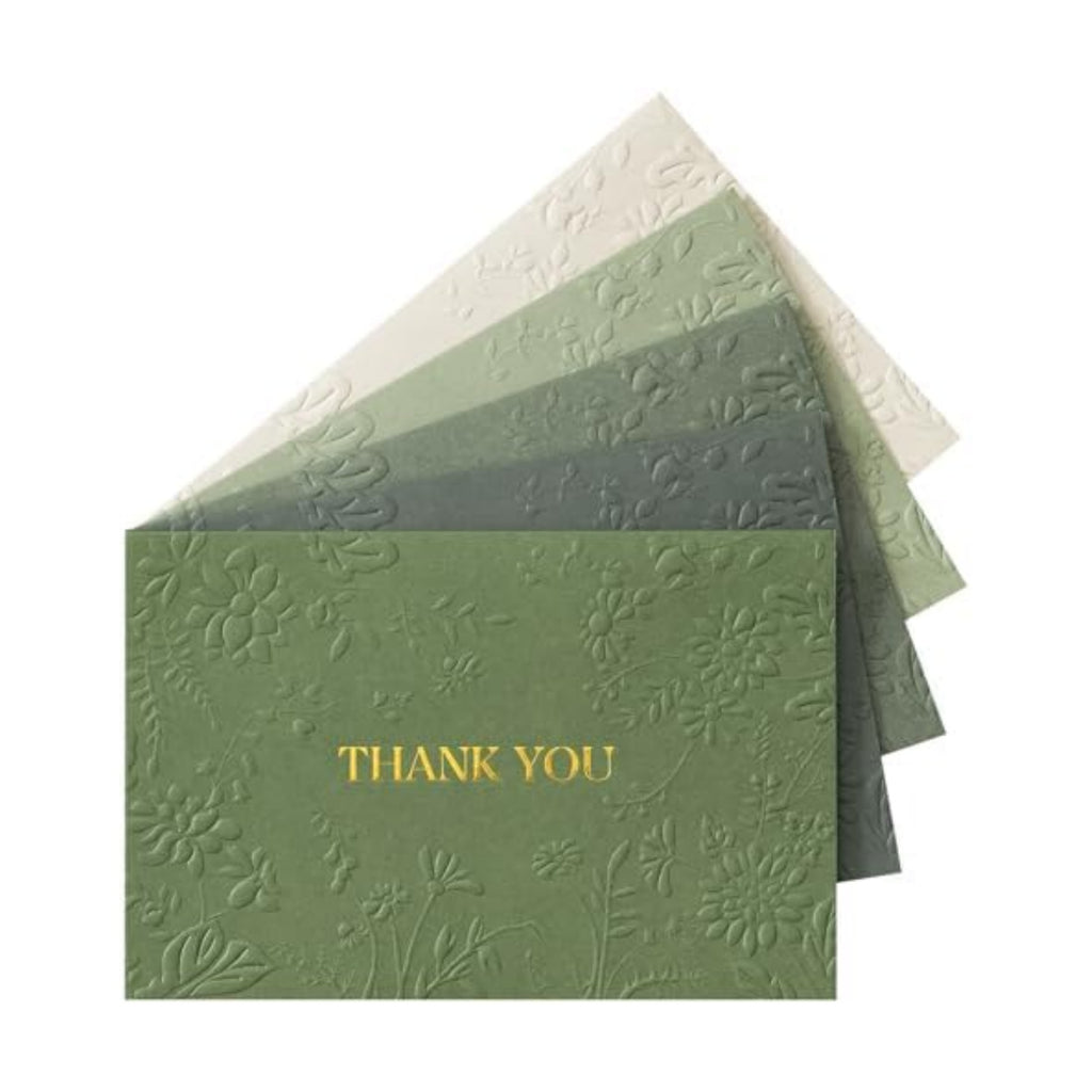 Crisky Bridal Shower Thank You Cards with Envelopes(Sage Green),50 Pack Embossed Floral Thank You Cards for Wedding, Baby Shower, Business, Graduation Party Favors Decorations