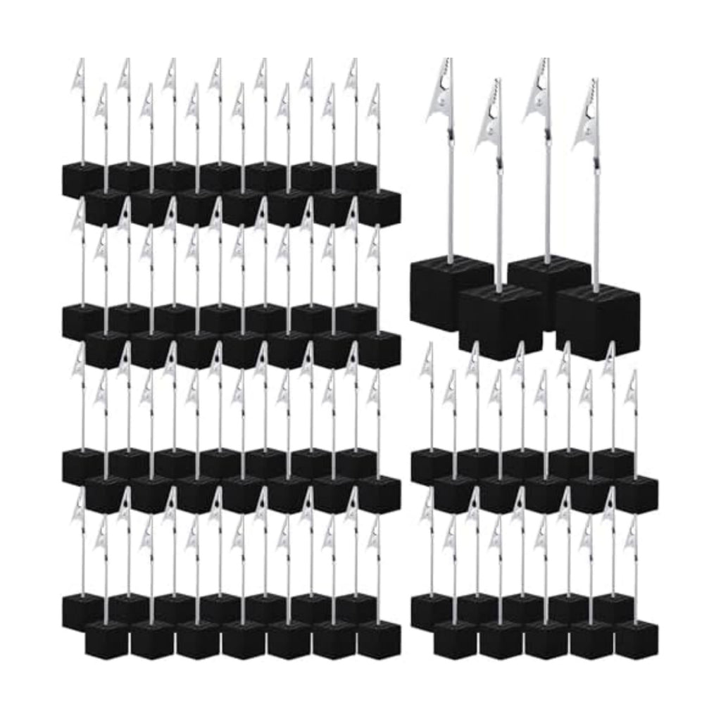 100 Pcs Cube Base Memo Clip Holder with Alligator Clip, Black