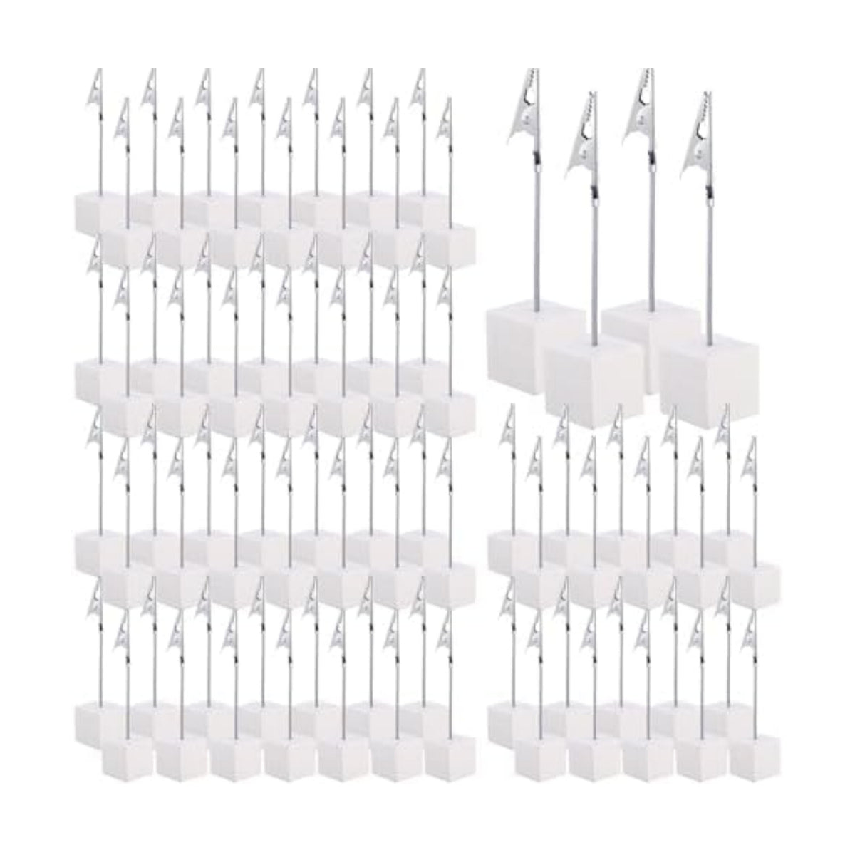 100 Pcs Cube Base Memo Clip Holder with Alligator Clip, White