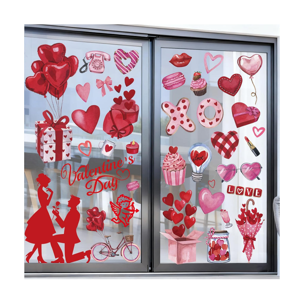 Valentines Day Window Clings for Glass Windows, Valentine's Day Decorations