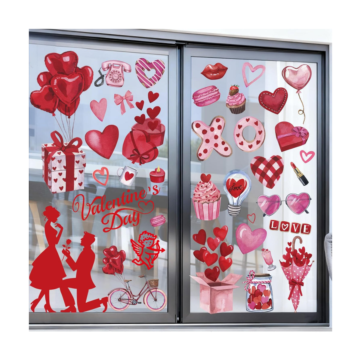 Valentines Day Window Clings for Glass Windows, Valentine's Day Decorations