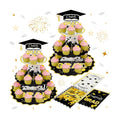 Yungyan 5 Set 2026 Graduation Cupcake Stand and Serving Platters Trays for 50 Cupcakes Black Gold 3 Tier Graduation Cap Cardboard Holder Tower Class of 2026 Congrats Grad Dessert Party Decor Supply
